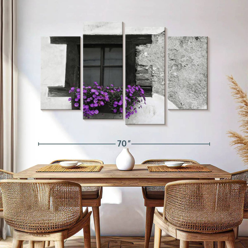 Lilie Purple Flower Box BW, 42'' H x 68'' W