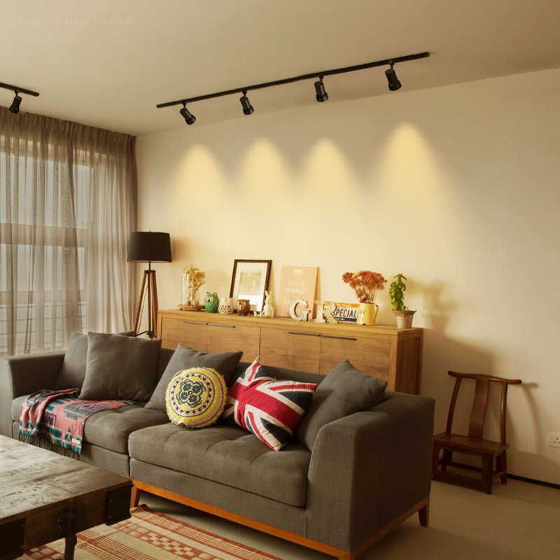 Boîtier en aluminium à 18 lumières avec rail d'éclairage à DEL 18 W, intensité variable 1400 lm Cri90 +, projecteur de type H, noir