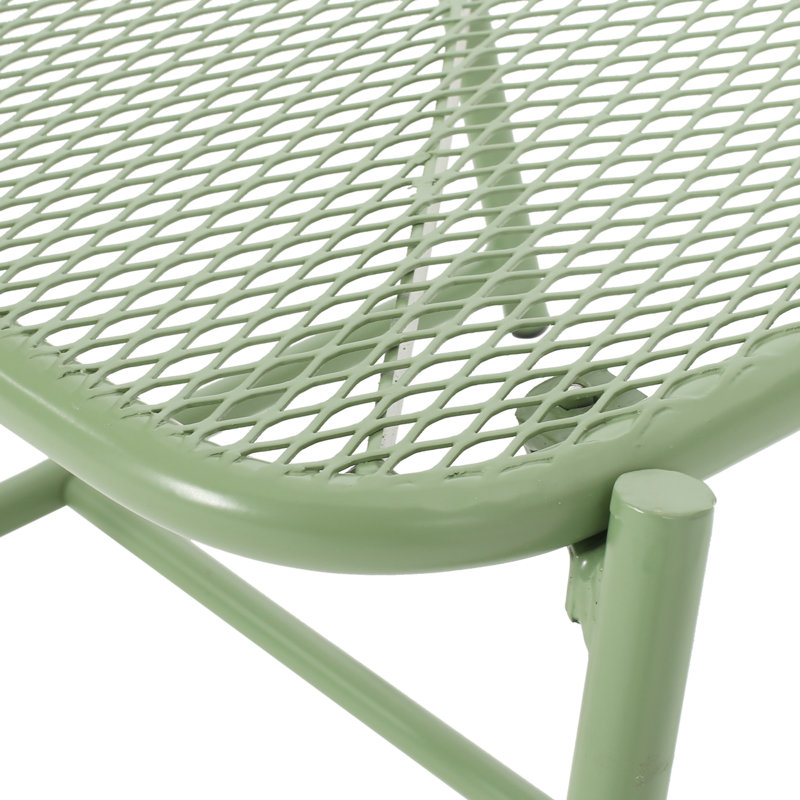 Ensemble de conversation d'extérieur 3 pièces avec cadre en fer Kincaid - 2 chaises en filet et 1 table d'appoint, finition vert