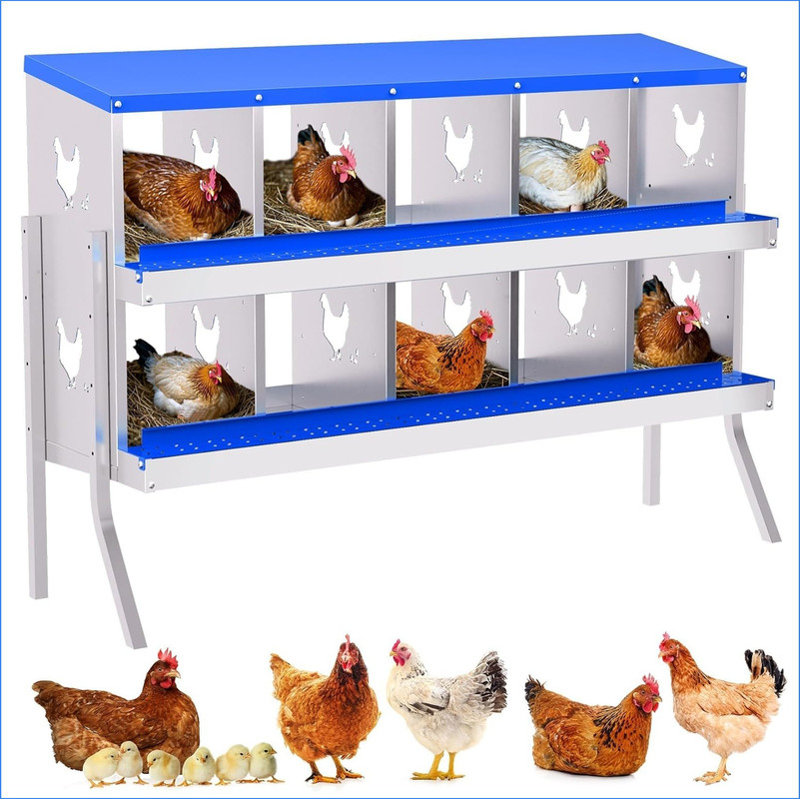 Boîte de nidification pour poulets avec plateau amovible - boîtes en métal pour poules - conception escamotable des œufs, collecteur d'œufs frais de ferme fixé au mur, boîtes de perchoir pour poulaillers