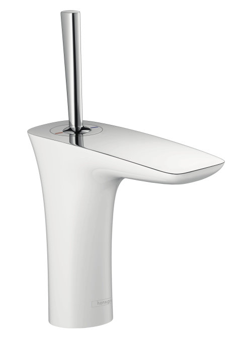 Puravida Single Hole Bathroom Faucet, Chrome/White, Without Pop-Up Drain Assembly