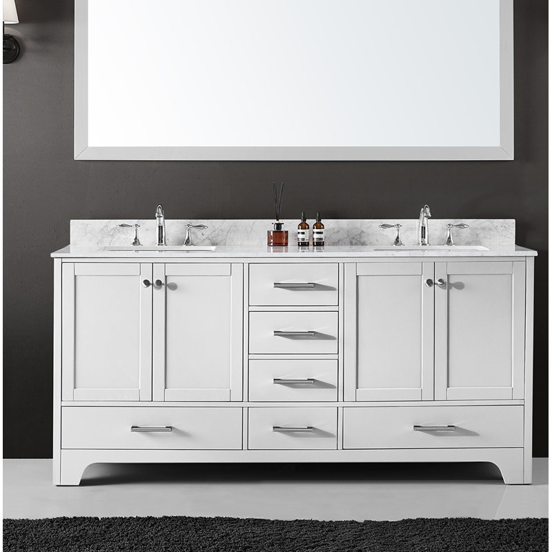 Base de meuble-lavabo double 72 po Cassel seulement, Blanc