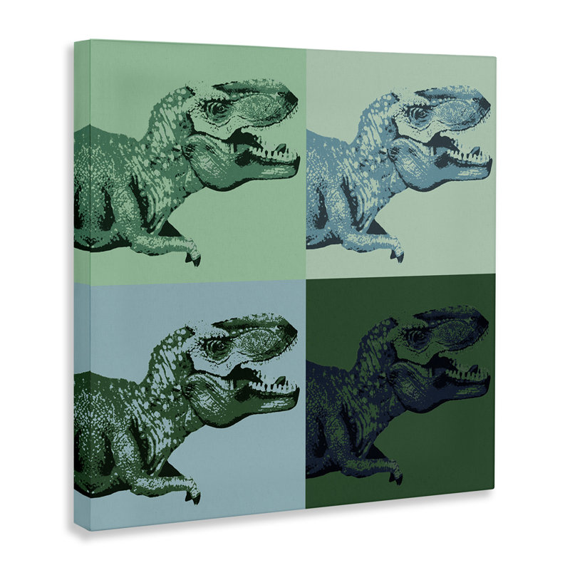 «Roaring T-Rex Dinosaur Kids Vintage Pop Style» par Daphne Polselli, impression sur toile tendue