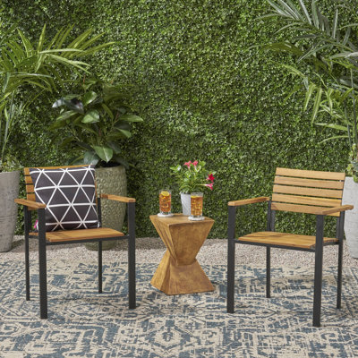 Outdoor Chair - Wood, And Black, Classic Slat Paneling For Patio Wood Backyard Seating , + Modern Comfortable
