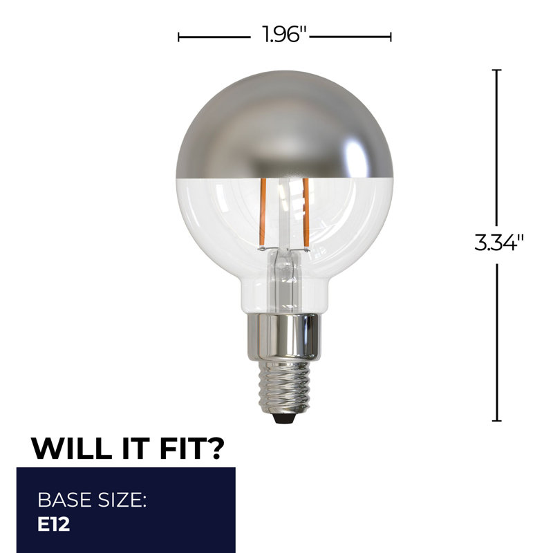 2,5 watts (25 watts équivalents), DEL G16, ampoule à intensité variable, blanc chaud (2 700 K) / culot candélabre