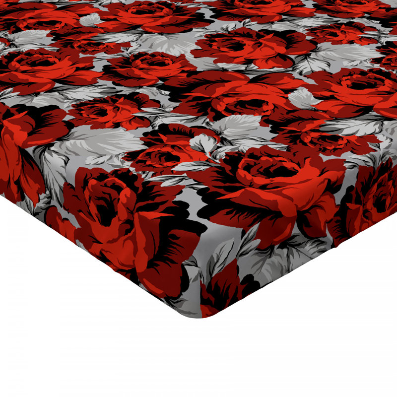 Microfiber Floral Fitted Sheet, Queen Fitted Sheet