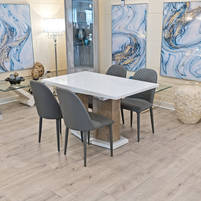 Splendora 4 -Person Butterfly Leaf Dining Set, Grey, White/Oak