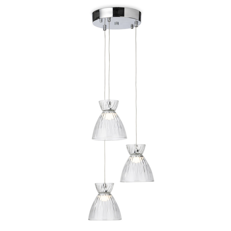3 - Light Chrome LED Cluster Pendant, Transparent