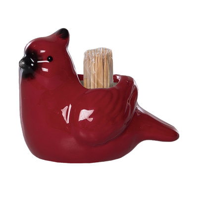 Ceramic Cardinal Toothpick Holder, Red, Ceramic, Table, Kitchen, Christmas, Tabletop, Toothpick Holder