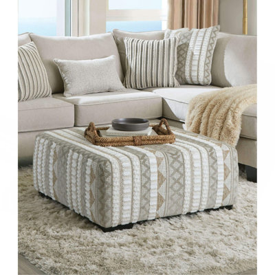 Contemporary Style Solid Wood Form Ottoman With Black Tapered Legs（ONLY ONE OTTOMAN)
