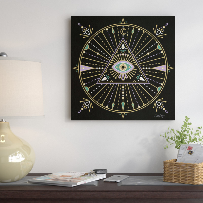 «Evil Eye Mandala I» par Cat Coquillette, reproduction d'art textuel sur toile, H 48 po x l 48 po x P 1,5 po