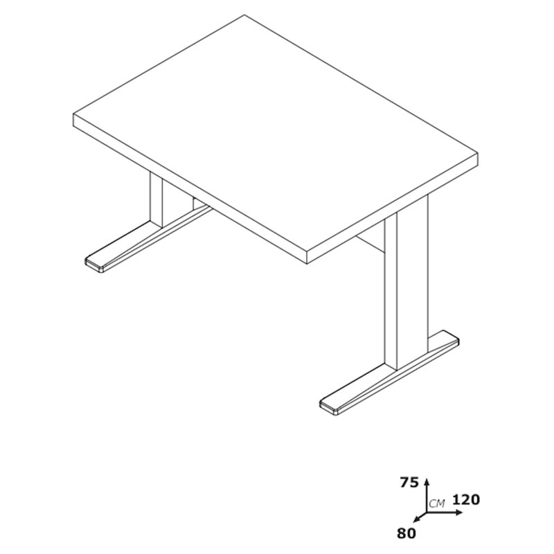 Stampa Writing Desk, 70cm H x 120cm W x 80cm D, Brown/Silver