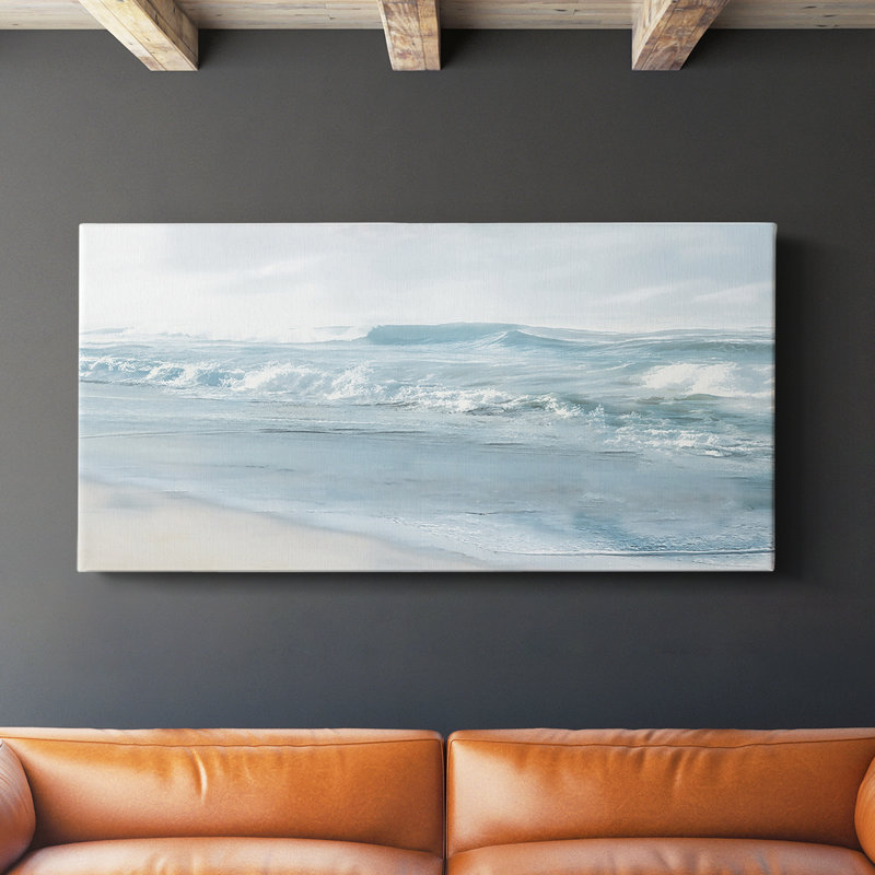 «Thankful for the Ocean» - Toile tendue avec châssis - Prêt à accrocher, H 16 po x l 32 po