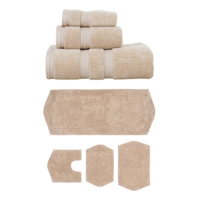 Bryd Collection 100% Soft Cotton 3 Pc Towel Set & 4 Pc Bath Rug Set, (Set of 7)