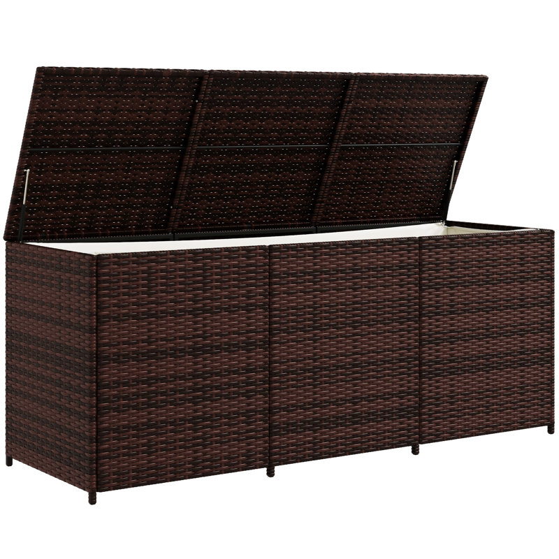 Boîte de rangement d'extérieur de 175 gallons avec doublure intérieure Outsunny, Brun