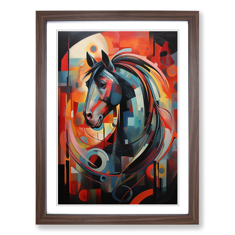 Horse Futurism Art - Framed Print, Walnut, 64cm H x 46cm W x 2cm D