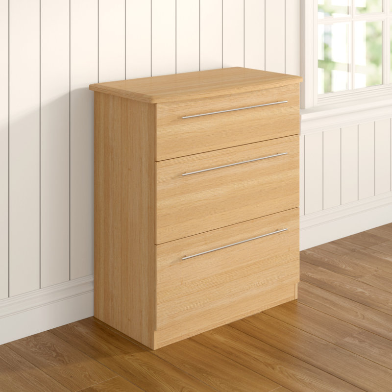 Fully Assembled Lyndale 3 Drawer Chest, English Oak