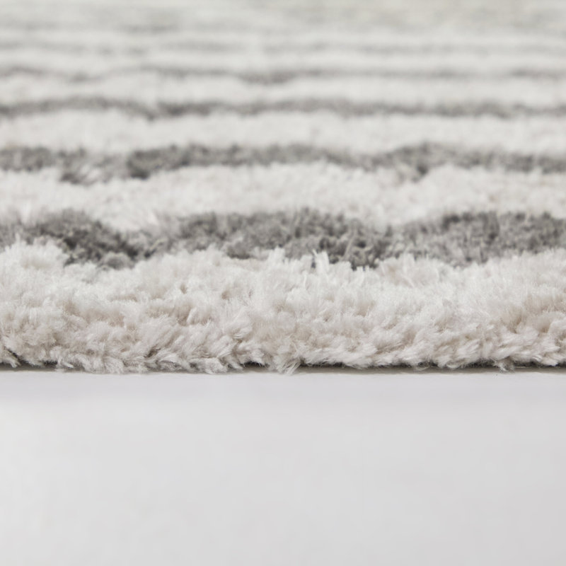 Leopoldo Cream Striped Modern Area Rug, Rectangle 7'10" x 10'