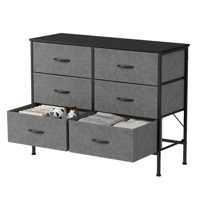 Commode à 6 tiroirs en métal, Gris