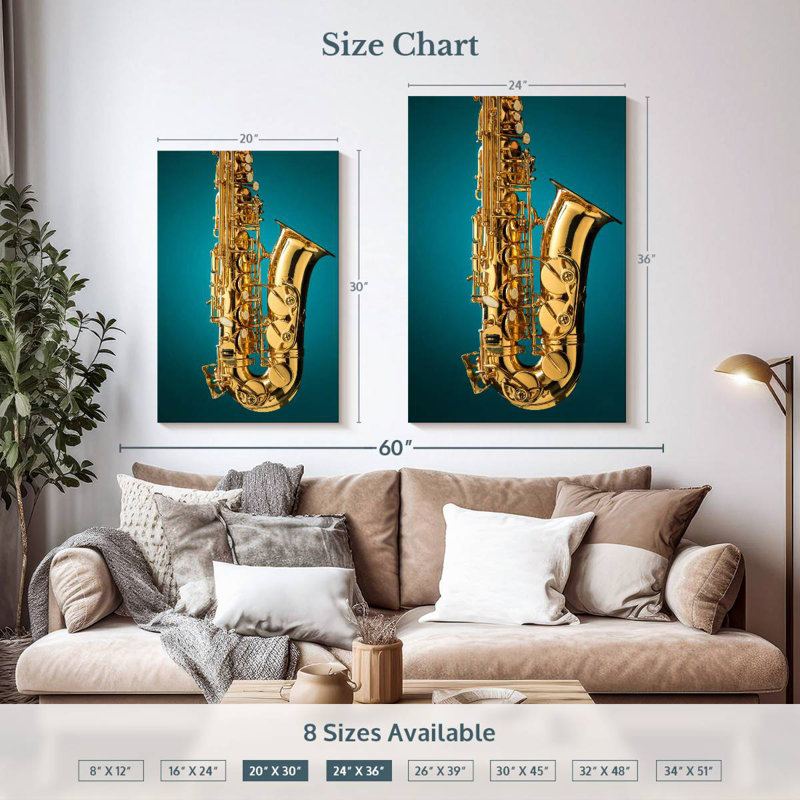 Abarca Golden Alto Saxophone, H 36 po x l 24 po