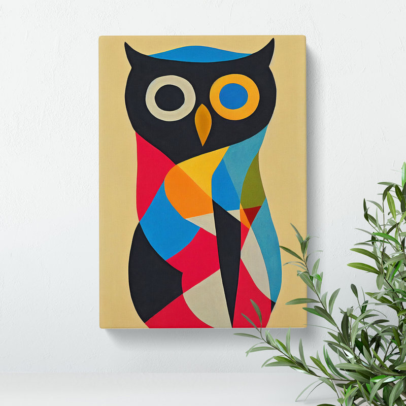 Colourful Owl No.3 - Wrapped Canvas Print, 60cm H x 40cm W