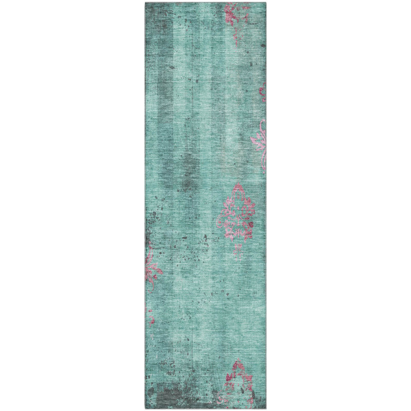 Premium Machine Washable Jacquez AMF1788 Floral Rug, Runner 2'3" x 7'6"