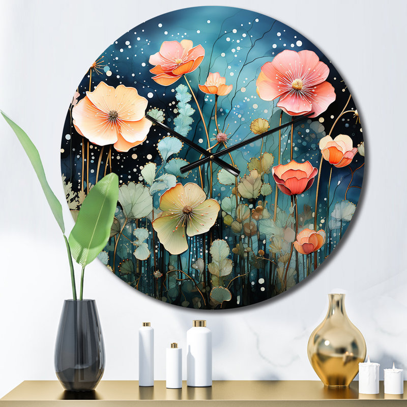 Horloge murale «Blue Enchanted Gardens V - Abstract Botanicals», Petit