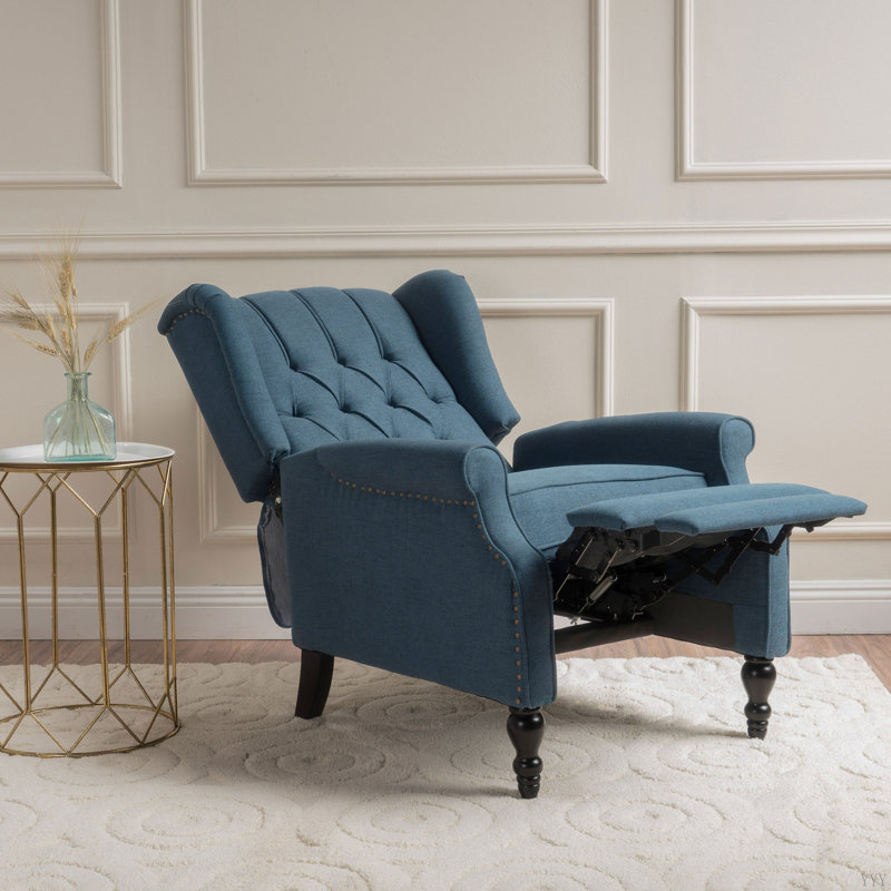 Fauteuil inclinable capitonné en tissu, Bleu très foncé