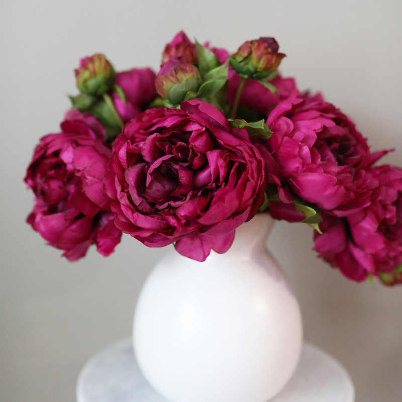 Peony Faux Floral, Pink, 21.5" H x 7" W