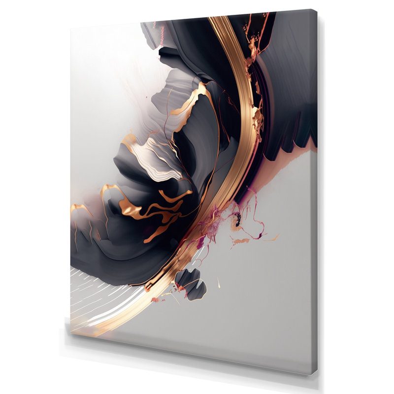 Rosegold «Black Transcendant Complexity I», reproduction d'art abstrait, H 40 po x l 30 po x P 1,5 po, Toile tendue