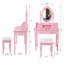 Ensemble de coiffeuse maquillage avec miroir à 360 ° et tabouret rembourré - Bureau de chambre 4 tiroirs-6584717