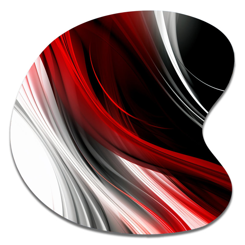 Rouge, rouge, infini ondulations I - art abstrait de vagues asymétriques modernes, sculpture murale en métal de forme unique