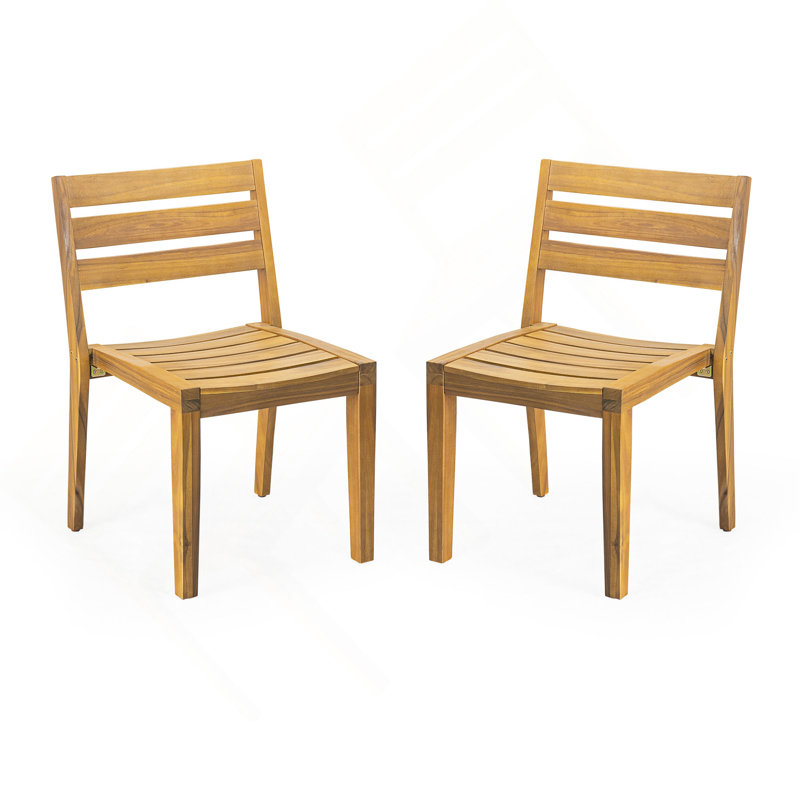 Chaise d'appoint d'extérieur en bois d'acacia, finition teck (ensemble de 2)