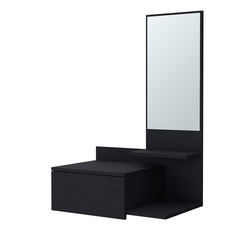 Coiffeuse Elgin avec miroir inclus, noir, Noir