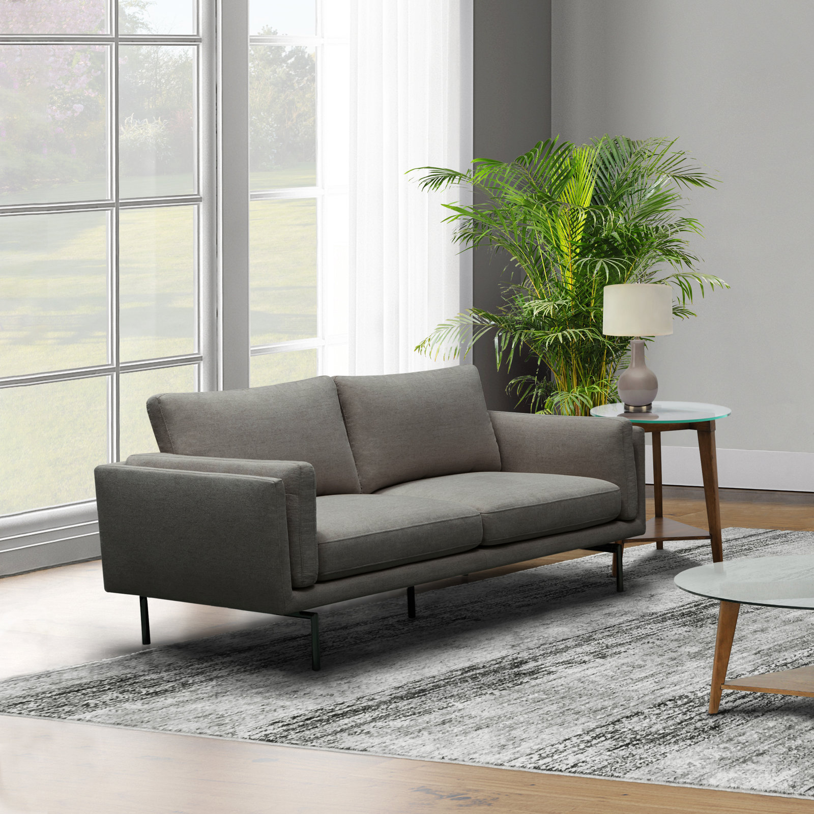 Elenora 64'' Upholstered Loveseat, Charcoal Performance