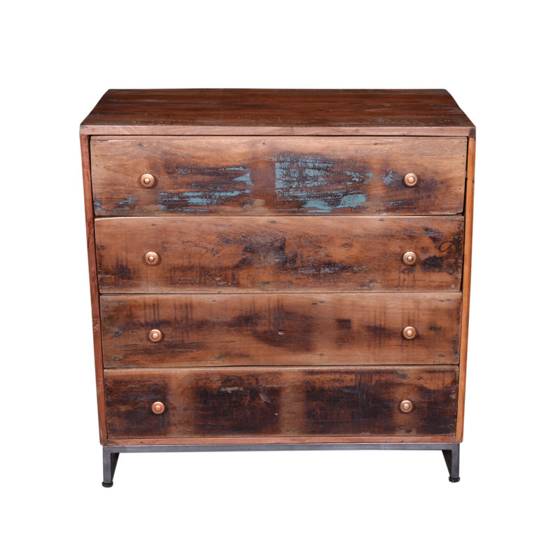 Reclaimed Wood 4 Drawer Chest, 35x20x35