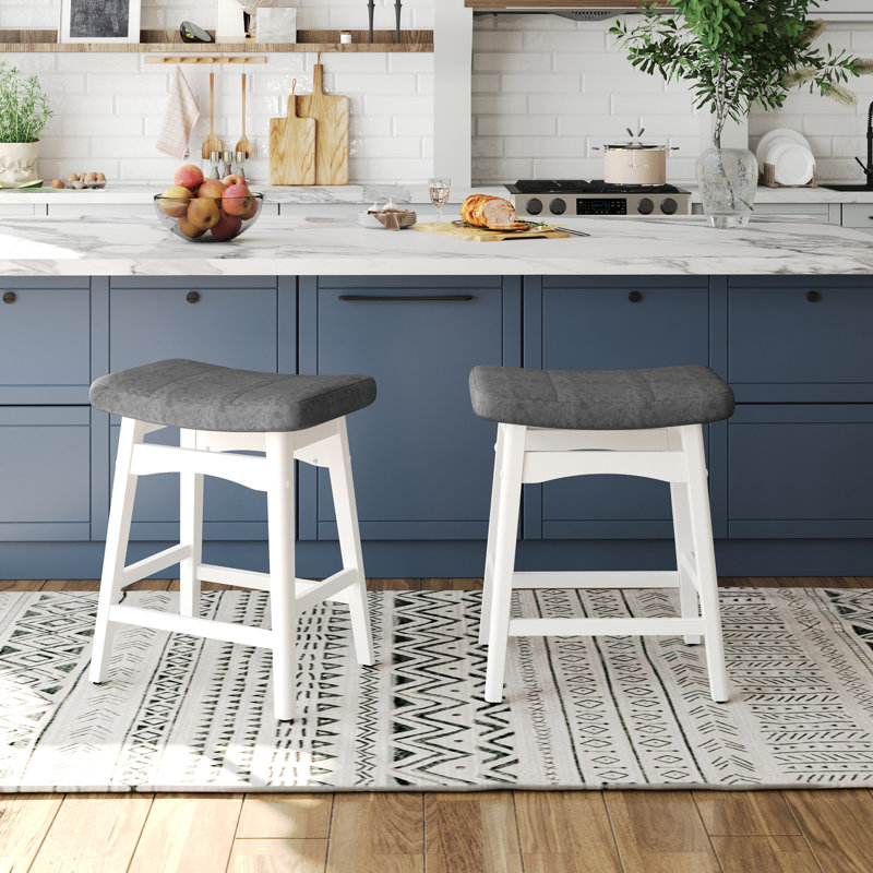 Tabouret de bar et de comptoir Amber-Mae, Gris foncé, Tabouret de comptoir (siège d’une hauteur de 24, Blanc