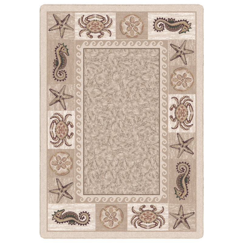 Lockridge Sea Life Opal Nautical Beach Area Rug, Rectangle 3'10" x 5'4"