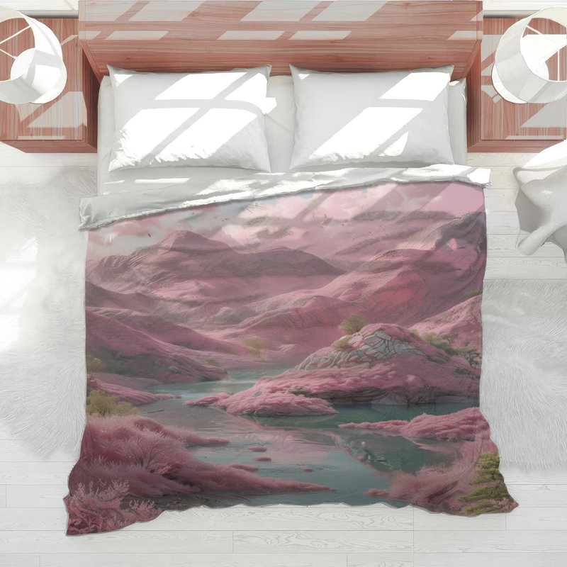 Édredon Pink Mountain Landscape, Très grand lit