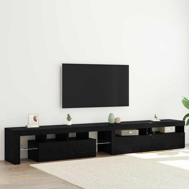 TV Cabinets 3 Pcs Black Oak Engineered Wood, 40cm H x 260cm L x 36.5cm W