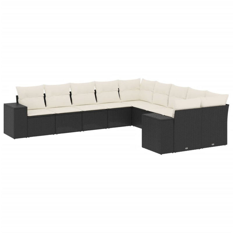 Ensemble de canapé de jardin vidaXL noir avec coussins blanc crème