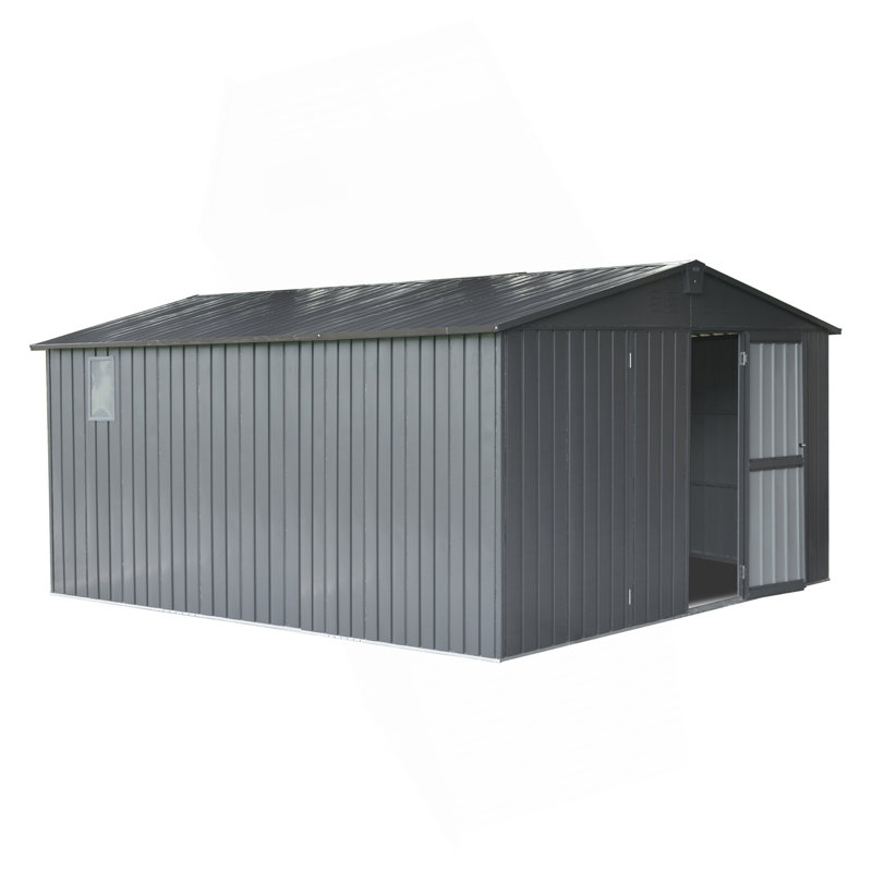 Storage Shed 11' X 12.5' With Galvanized Steel Frame & Windows, Outdoor Garden Shed Metal Utility Tool Storage Room With Lockable Door For Patio(Dark Gray)