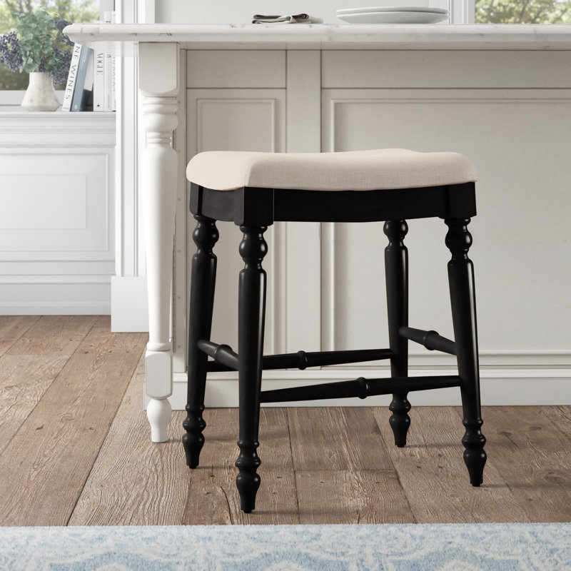 Marino 25" Black Wood Elegant Backless Counter Stool