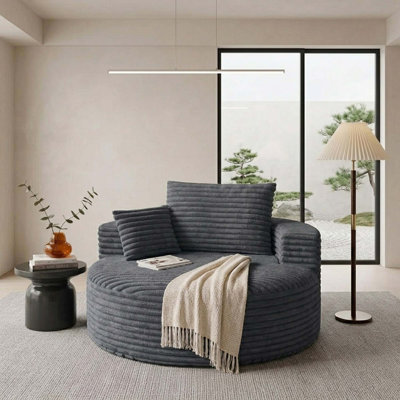 Méridienne ronde surdimensionnée de 50 po, méridienne rembourrée moderne avec siège profond, canapé-lit moelleux et confortable pour coin lecture, salon et chambre à coucher, aucun assemblage requis