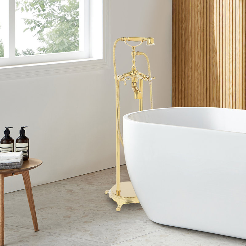 Floor-Mounted Tub Filler, Gold