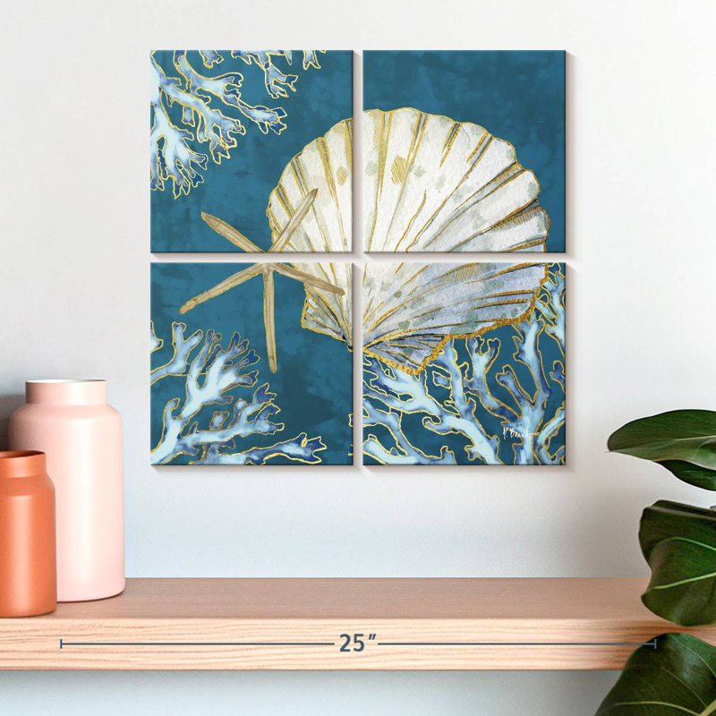 Aletra Playa Shells Indigo II, 18" H x 18" W