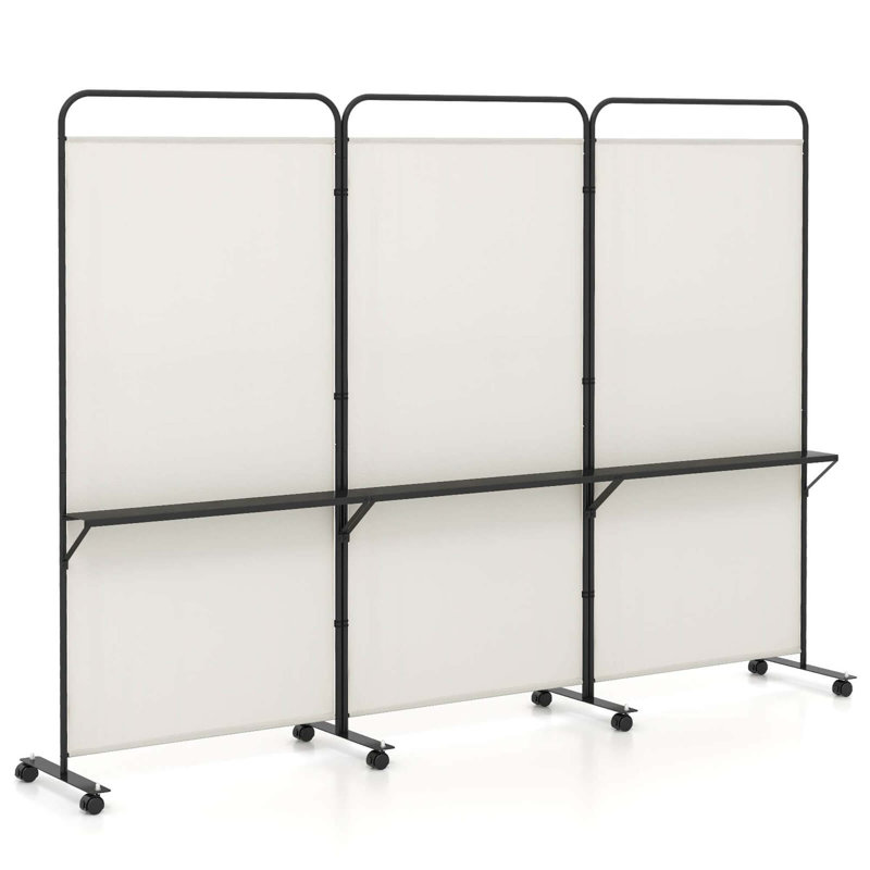Paravent à 3 panneaux avec tablettes de rangement 6 pi, Blanc