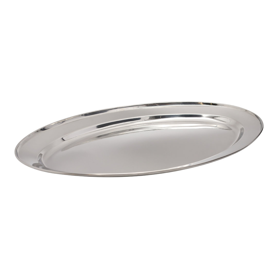 Buckingham Mirror Polish Oval Serving Tray Heavy Gauge Plate Stainless Steel