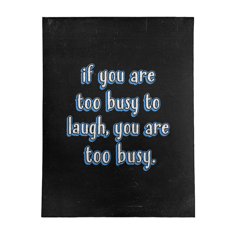 Tapis en chenille de polyester de style tableau noir «Make Time For Laughter», Rectangle 5 pi x 7 pi