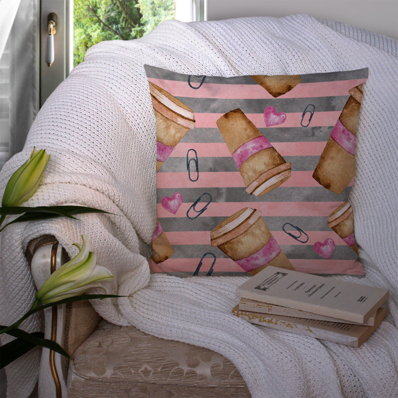  Coussin d'extérieur Coffee and Paper Clips, 14 po x 14 po